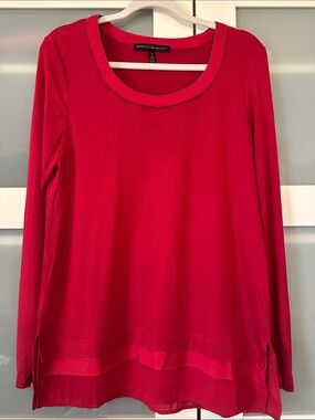 White House Black Market Vibrant Red Long-Sleeve Scoop Neck Top